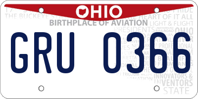 OH license plate GRU0366