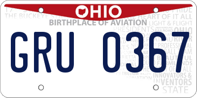 OH license plate GRU0367