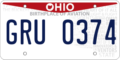 OH license plate GRU0374