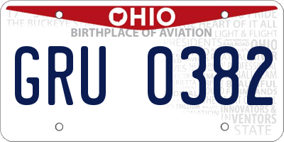 OH license plate GRU0382