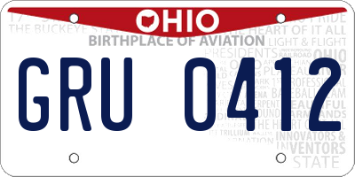 OH license plate GRU0412