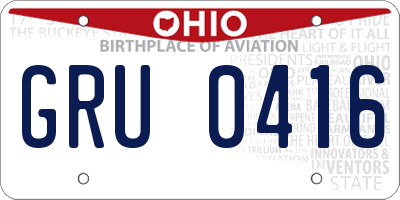 OH license plate GRU0416