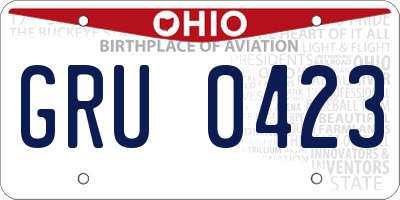 OH license plate GRU0423