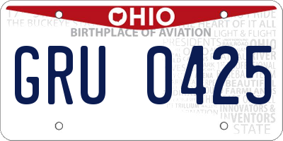 OH license plate GRU0425