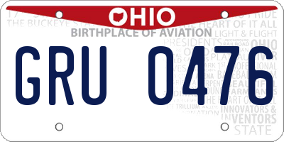 OH license plate GRU0476