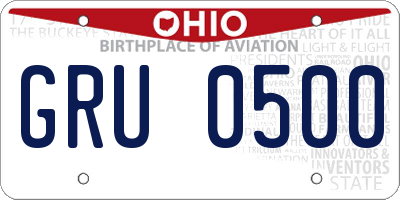 OH license plate GRU0500