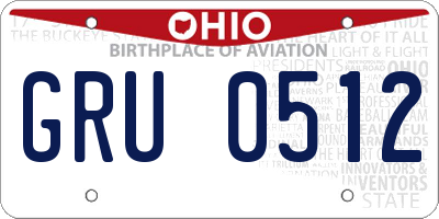 OH license plate GRU0512