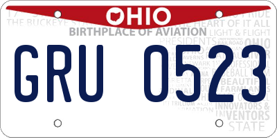 OH license plate GRU0523