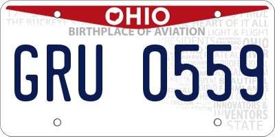 OH license plate GRU0559