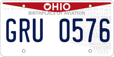 OH license plate GRU0576