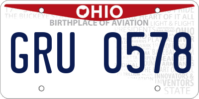 OH license plate GRU0578