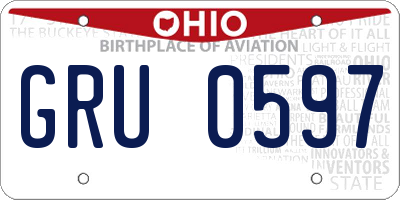 OH license plate GRU0597