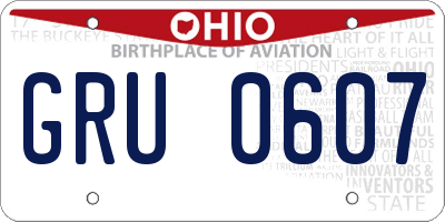 OH license plate GRU0607