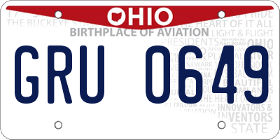 OH license plate GRU0649