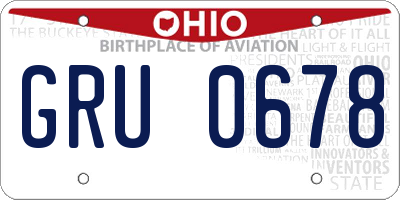 OH license plate GRU0678