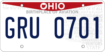 OH license plate GRU0701