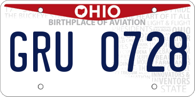 OH license plate GRU0728