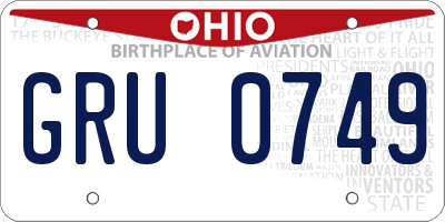 OH license plate GRU0749