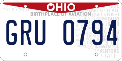 OH license plate GRU0794