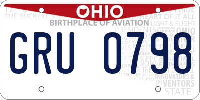 OH license plate GRU0798