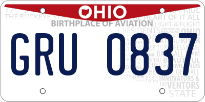 OH license plate GRU0837