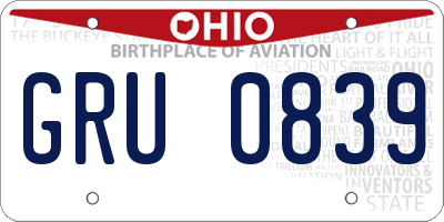 OH license plate GRU0839