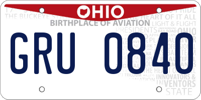 OH license plate GRU0840