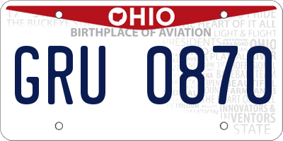 OH license plate GRU0870