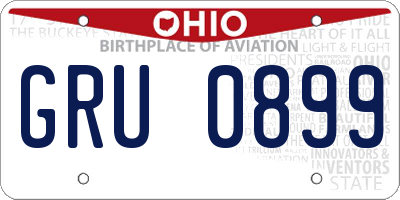 OH license plate GRU0899