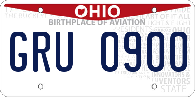 OH license plate GRU0900