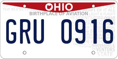 OH license plate GRU0916