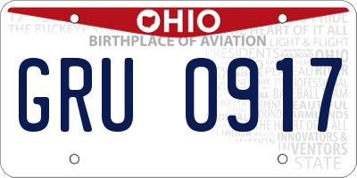 OH license plate GRU0917