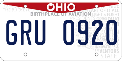 OH license plate GRU0920