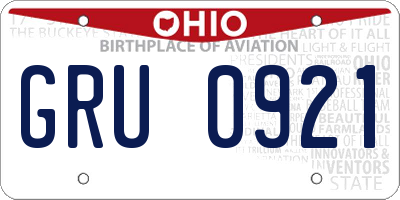 OH license plate GRU0921
