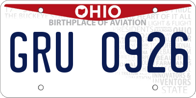 OH license plate GRU0926