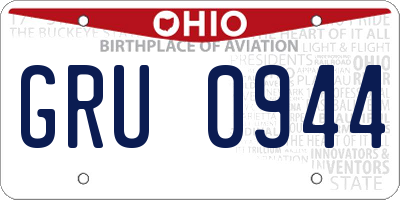 OH license plate GRU0944