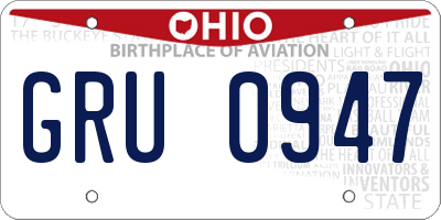 OH license plate GRU0947