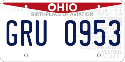 OH license plate GRU0953