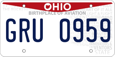 OH license plate GRU0959