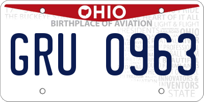 OH license plate GRU0963