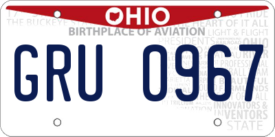 OH license plate GRU0967