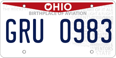 OH license plate GRU0983