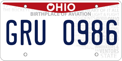 OH license plate GRU0986