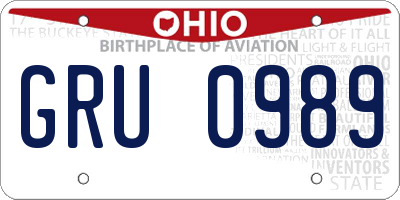 OH license plate GRU0989