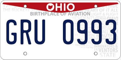 OH license plate GRU0993