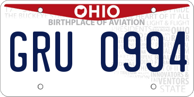 OH license plate GRU0994