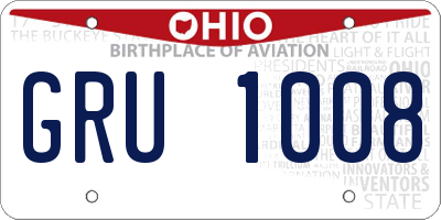 OH license plate GRU1008