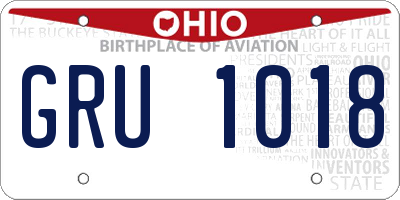 OH license plate GRU1018