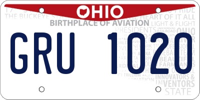 OH license plate GRU1020