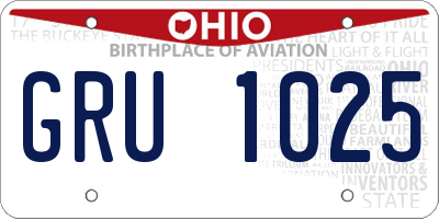 OH license plate GRU1025